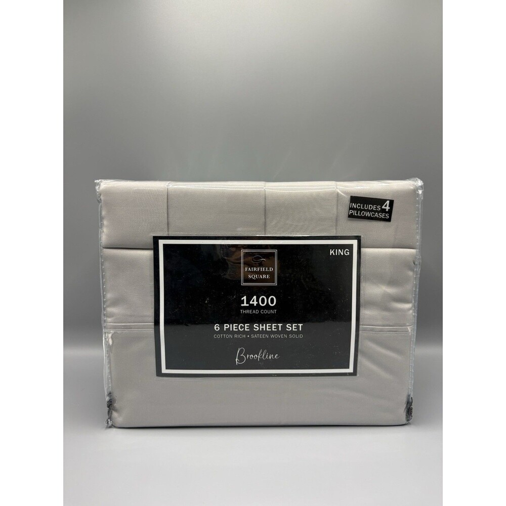 Fairfield Square Light Grey 1400 Thread Count 6 Pc. Sheet Set, King New